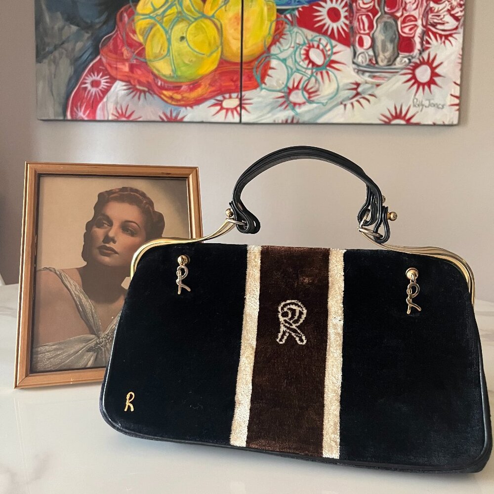 Roberta di Camerino Bagonghi Velvet Vintage Frame Bag